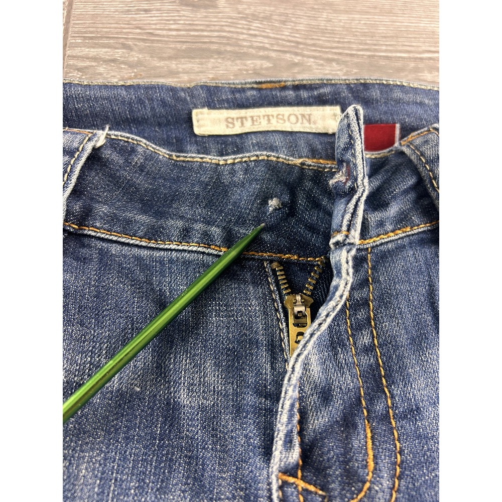 Stetson No 214 City Trouser Jeans Womens 29x31.5 Blue Denim Wide Leg Western - Picture 2 of 10
